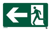 Running man exit sign with left hand arrow